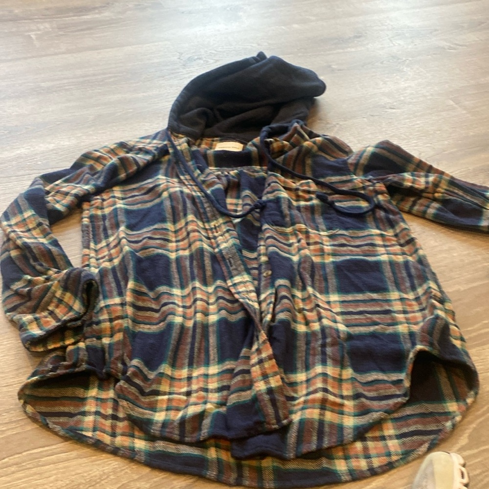 American Eagle Flannel Shirt with Hood - Medium